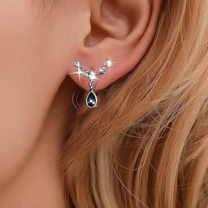 Vintage Teardrop Sapphire Earrings Crystal Climber