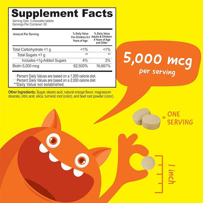 Kids Zinc 15mg Chewables + Biotin 5000mcg Chewables Bundle