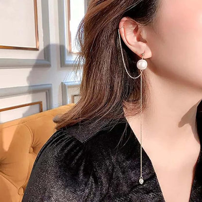 Vintage Long Pearl Drop Earrings Pearl