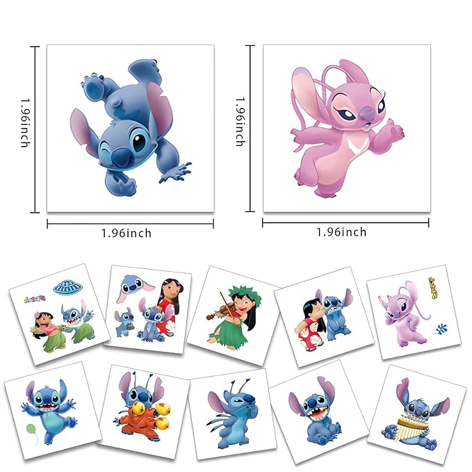 40pcs Stitch Temporary Tattoos for Kids Party Favors Parent-child game(Blue-B)