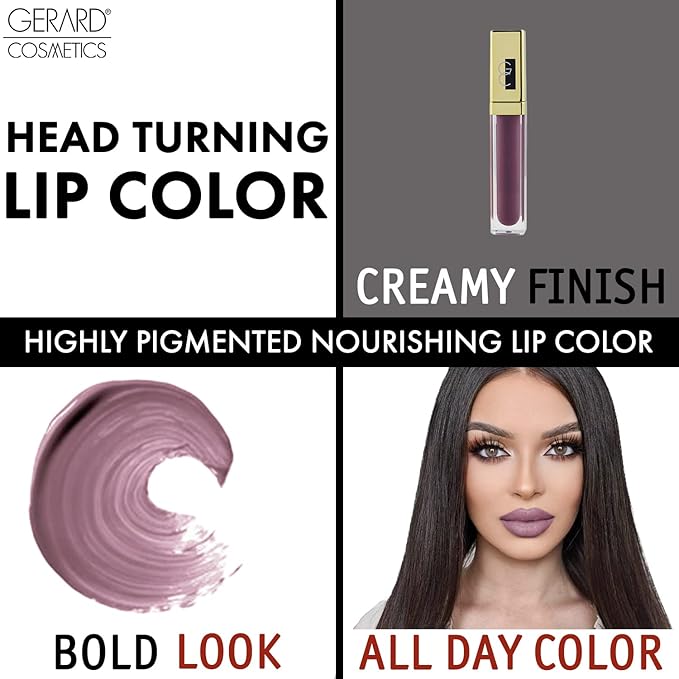 Gerard Cosmetics Color Your Smile Lip Gloss Divalicious | Super Pigmented Mauve Purple Lip Gloss with LED Light and Mirror | Shiny Finish | Hydrating Mauve Lipstick | Cruelty Free and Made in USA