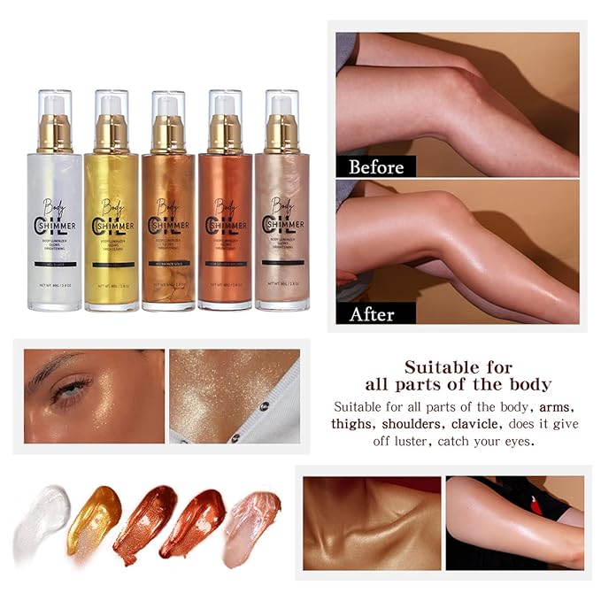 Shimmer Body Luminizer 5 Color Waterproof Smooth Face 80 ML