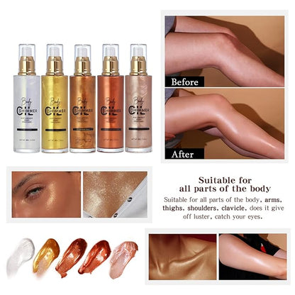 Shimmer Body Luminizer 5 Color Waterproof Smooth Face 80 ML