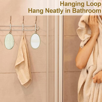 Loofah Exfoliating Body Scrubber (2 Pack), Natural Body Scrubbers for Shower Exfoliator, 100% Natural Lufa Bath Scrub Loofa Sponge Pad, Large Lufas for Men and Women Loufa Biodegradable Luffa Beige