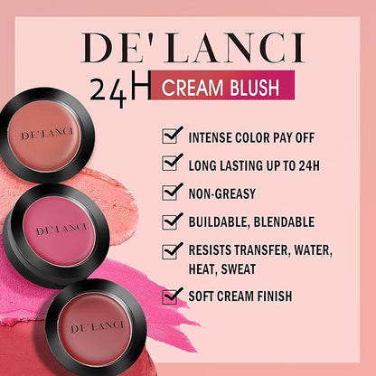 DE'LANCI Hydrating Cream Blush for Cheeks & Lips