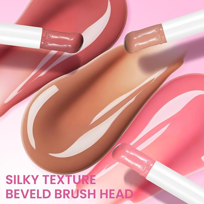 DAGEDA Lip Plumper Gloss,Glossy Liquid Lipstick with Ginger Extract,Highly Pigmented Plumping Lip Gloss,Fuller Looking Lips,Moisturizing Lip Gloss for Women,0.28oz(Neutral)