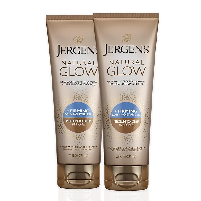 Jergens Natural Glow +FIRMING Self Tanner Body Lotion, Medium to Tan Skin Tone & Natural Glow Self Tanner Face Moisturizer, SPF 20 Facial Sunscreen