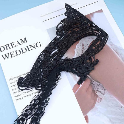 Gothic Black Lace Eye Cover Masquerade Adjustable Black Lace Dress Halloween Carnival Eye Decoration for Women and Girls Prom Costume Gifts