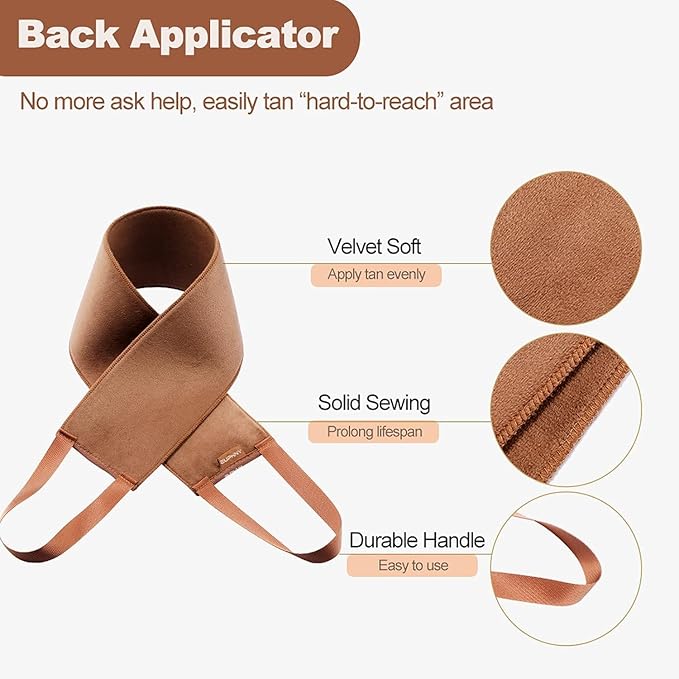 5 Pack Self Tanning Mitt Applicator Kit, Tanning Mitts Self Tanner Mitt Applicator Kit Self Tan Mitt With Tanning Glove, Back Applicator, Mini Tan Mit, Exfoliating Mitt, Brush, for Tanning Mousse Foam