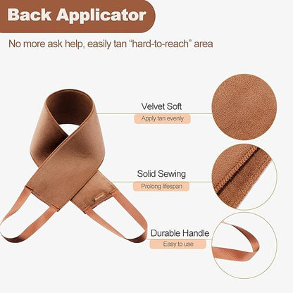 5 Pack Self Tanning Mitt Applicator Kit, Tanning Mitts Self Tanner Mitt Applicator Kit Self Tan Mitt With Tanning Glove, Back Applicator, Mini Tan Mit, Exfoliating Mitt, Brush, for Tanning Mousse Foam