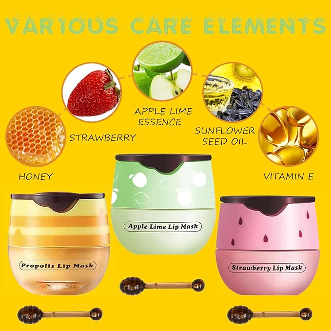 3PCS Lip Balm Honey Pot, Honey Sleeping