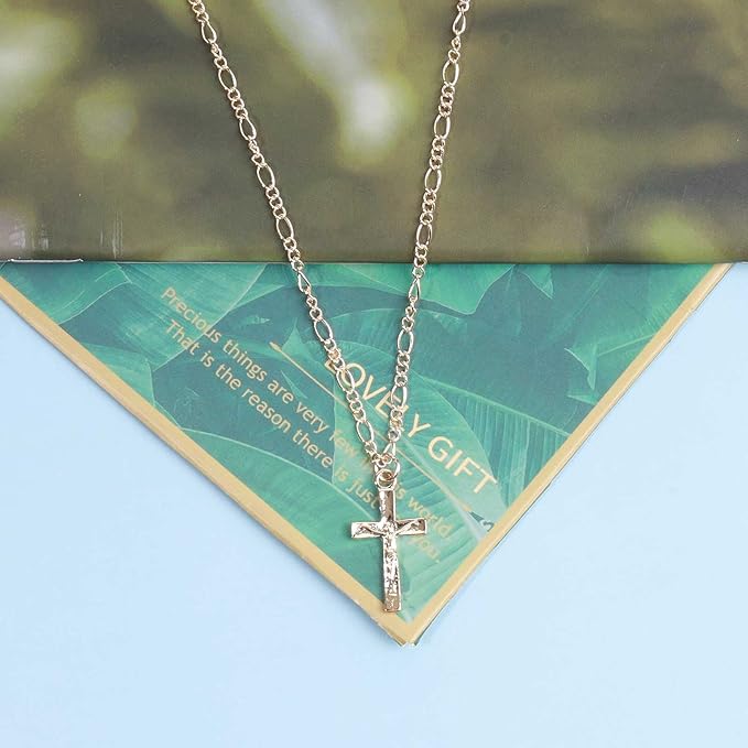 Jesus Cross Necklace Chain Gold Crucifix