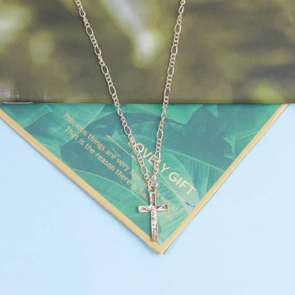 Jesus Cross Necklace Chain Gold Crucifix