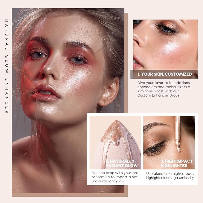 VIOLA HOUSE Liquid Highlighter Drops, Glitter Illuminator Blend (5 Candlelight) 30ml