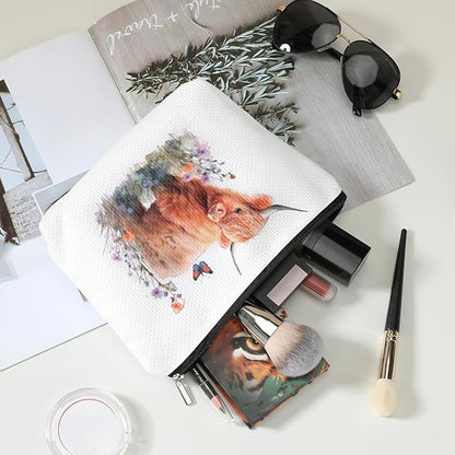 Western cosmetic bag highland cow