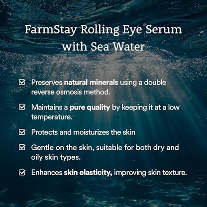 Farmstay Hyaluronic Acid Roll-on Eye Serum with 2% Niacinamide & Collagen – Hydrating Korean Eye Roller for Dark Circles, Puffy Eyes & Wrinkles – 0.84 fl. oz.