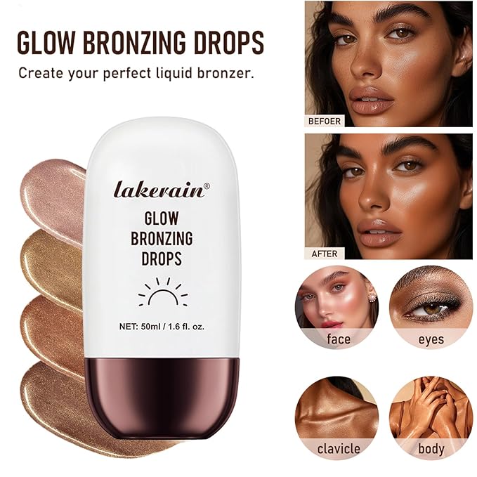 Bronzing Drops For Face, Liquid Bronzer Glow Drops, Bronze Glow)