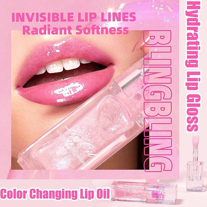 Magic Color Changing Lip Oil, Hydrating Lip Gloss Magic
