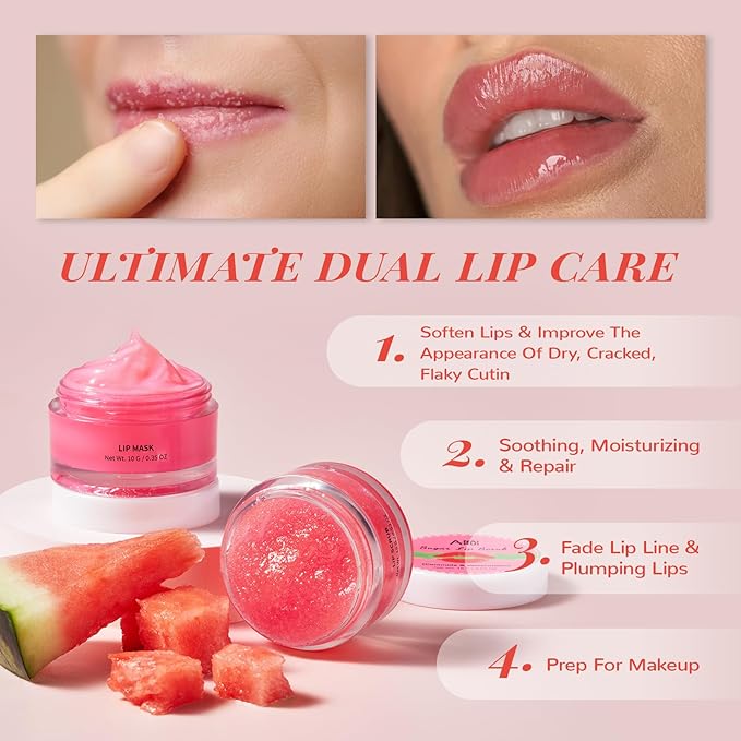 Lip Mask Set, Lip Scrub & Hydrating