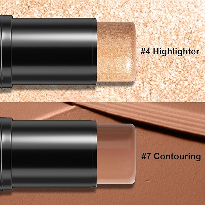 2Pcs Cream Contour Stick Makeup Kit, Cream Highlighter