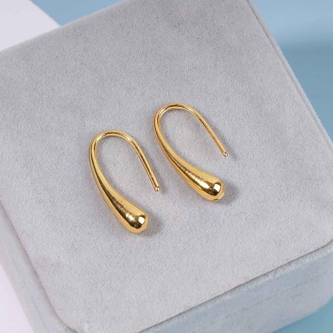 Water Tear Drop Earrings Abstract Droplet Hoop Earrings