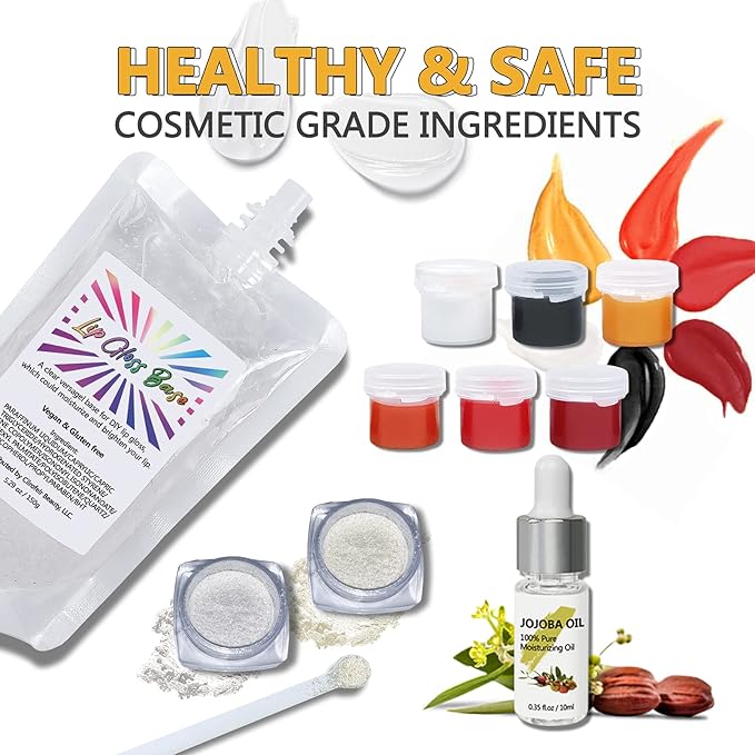 Cilrofelr DIY Lip Gloss Making Kit, 45 Pcs, Fun Makeup Kits for Girls to Create 10 Moisturizing and Shiny Lip Gloss