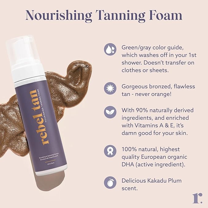 Ultra Dark Self Tanner Mousse - Self Tanning enriched with Vitamin A & E Provides Streak Free Tan, No Fake Tan with Kakadu Plum Scent, Tanning Mousse Made with Natural & Organic Ingredients