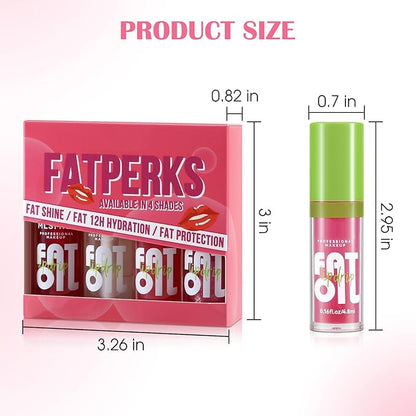 Boobeen 4PCS Lip Gloss Set, Moisturizing Hydrating Lip Oil Tinted Set, Lightweight Non-Sticky Lip Gloss Creates Glossy Lips, High Shine Lip Plumping Lipstick for Women and Girls