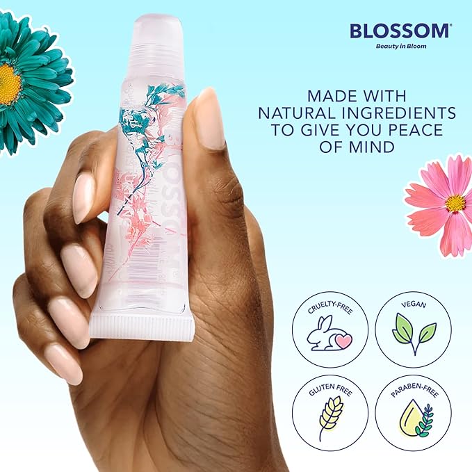 Blossom Scented Moisturizing Lip Gloss Tubes, Infused with Real Flowers, 0.3 fl. oz/9ml, Cotton Candy