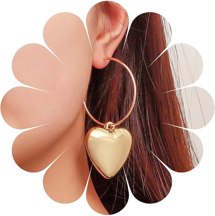 Boho Large Heart Drop Earrings Vintage