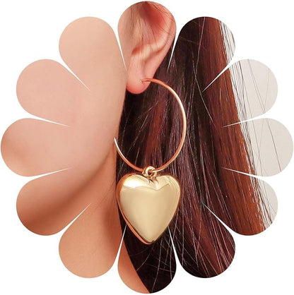 Boho Large Heart Drop Earrings Vintage