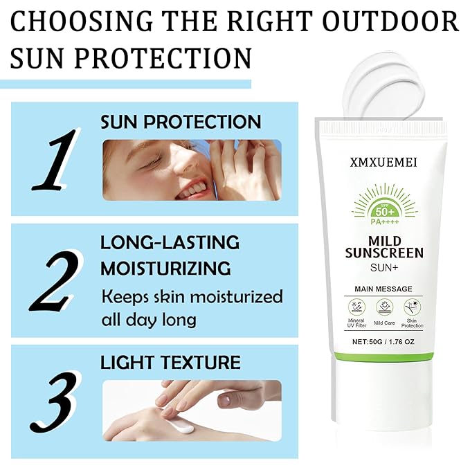 Daily SPF 50+ PA++++ Face Sunscreen Moisturizer,Hydrating Non-greasy Sunscreen for Face,No White Cast,Lightweight Sunscreen Cream,Gentle Tinted Facial Moisturizer for All Skin Types