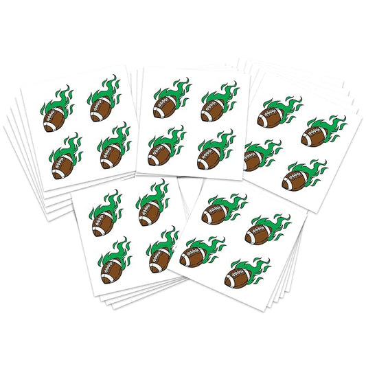 FashionTats Sport Spirit Temporary Tattoos | 100 Tattoos (Green Football)