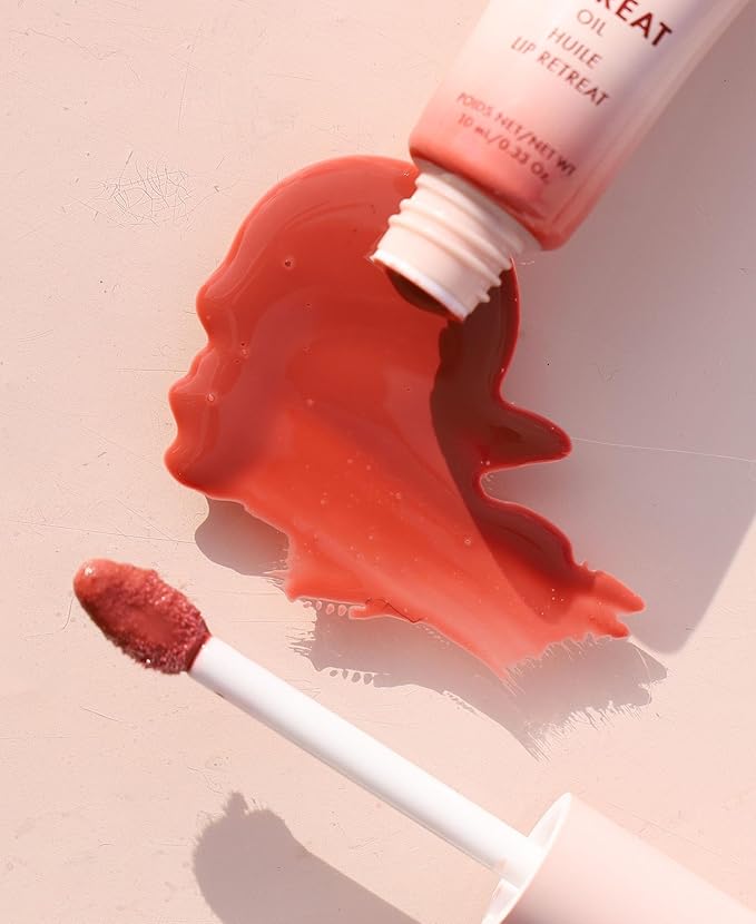 Wander Beauty Lip Retreat Oil - Spring Break (Warm Rose) - 4 in 1 Tinted Lip Oil + Moisturizing Lip Gloss With Avocado, Vitamin E & Rosehip - Hydrating Luxurious Lip Care for Dry Lips - 0.33 fl oz