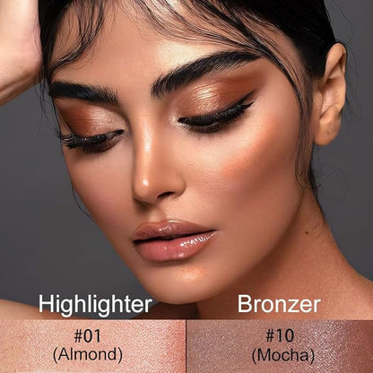 Kaely 2Pcs Cream Contour Highlighter Stick Kit,Bronzer Cheek Stick Waterproof,01+10