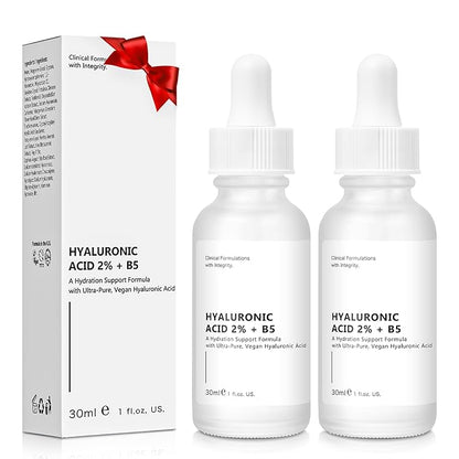 Hyaluronic Acid 2% + B5 Hydration Support Formula, Hyaluronic Acid Serum For Face - Large 30ml/1oz, 2Pcs