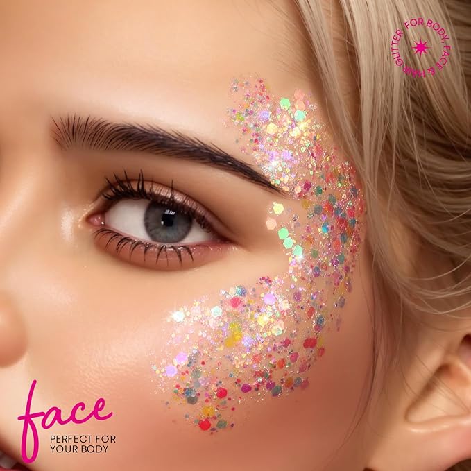 Teenitor Body Glitter, Face Glitter, White Glitter, /2.8oz Kids 80g