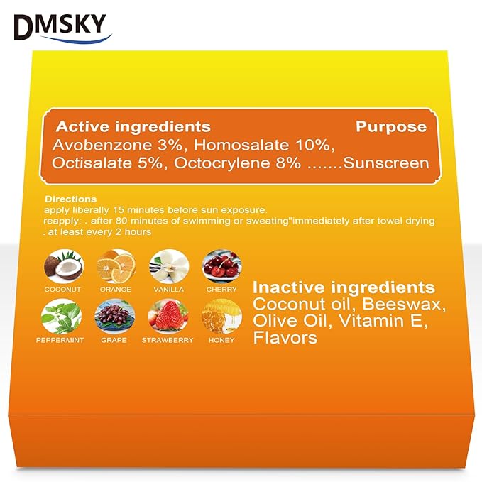 DMSKY SPF Lip Balm Bulk 16 Pack, Sunscreen Lip Balm with SPF 30, Broad Spectrum UVA/UVB Protection, Sunscreen for Lips Travel Size
