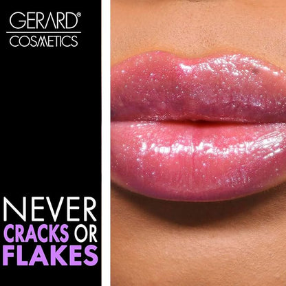 Gerard Cosmetics Emily D Baker X Lighted Lip Gloss - Objection | Sheer Pink Lip Gloss w/Iridescent Pearl Finish | Moisturizing Lip Gloss with Light & Mirror | Cruelty Free | Made in the USA