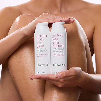 THISWORKS Perfect Legs Skin Miracle: a Buildable Wash Off Tinted Multi-Vitamin Serum to Tan Without Fake Tan, 5 fl oz, (150ml)