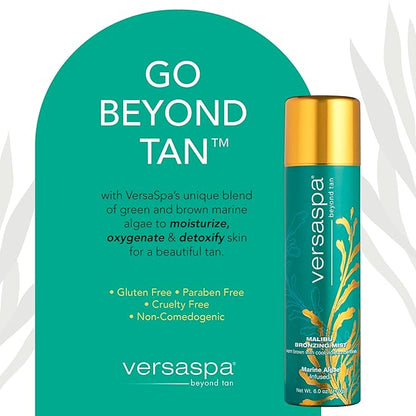 MALIBU Bronzing Mist Sunless Self Tanner with Warm Brown and Cool Violet Undertones for Body and Face, 6 Ounces