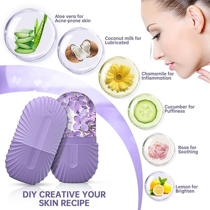 Ice Face Roller, Ice Cube Roller for Face，Facial Beauty Ice Roller Skin Care Tools,De-Puff Eye Bags, Reduce Migraine Pain（Purple）