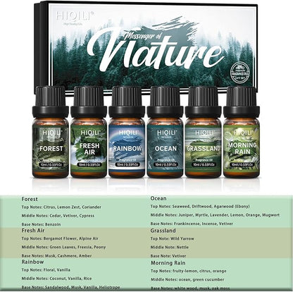 HIQILI Nature Fragrance Oil 6x10ml, Scented Oil for Candle Scents Soap Making & Diffuser, Essential Oils Set for Soy Candles Slime Home Car Aromatherapy, for Men Women Halloween Thanksgiving