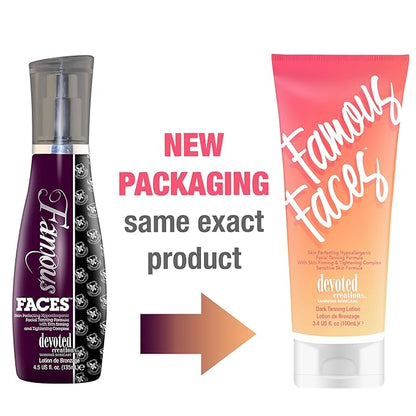 Devoted Creations Famous Faces Skin Perfecting Hypoallergenic Facial Tanning Lotion, 3.4 Fl. Oz.