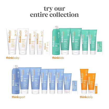Thinksport Mineral Sunscreen, SPF 50 Clear Zinc Oxide Sunscreen, 2 Fl Oz, Water Resistant Reef Safe Sunscreen, Broad Spectrum UVA/UVB Sun Screen
