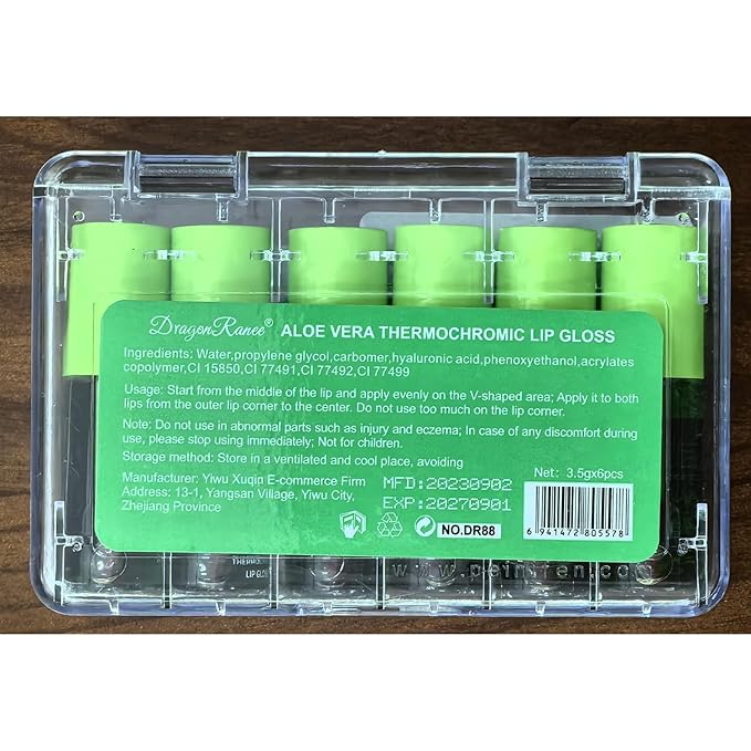 6 Pcs Aloe Vera Color Changing Lip Oil, Hydrating Plumping Lip Glow Oil, Magic Color Changing Lip Gloss,Long Lasting Tinted Lip Balm Temperature Color Change Lip Tint Glossly Makeup Set for Women