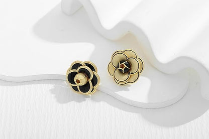 CLASSYZINT Gold/White/Red/Black Flower Stud Earrings