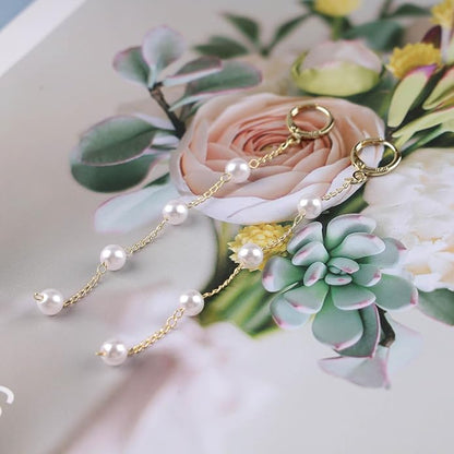 Boho Pearl Dangle Earrings Long Pearl