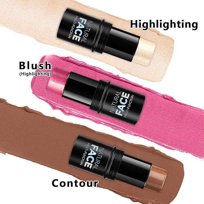 3Pcs Cream Contour Stick Makeup Kit, Shades with Finish (LIGHT)