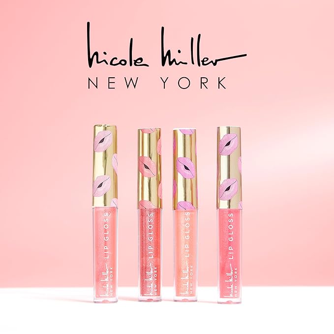 Nicole Miller Lip Gloss Collection, 4 Count (Pack of 1), Better Not Pout Pink